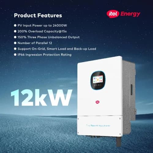 itel 12kW Inverter Hybrid 48V IP66 3Phase IHY-12KL3 — iTel Hybrid Inverter for sale in Nigeria | Kinbu Power