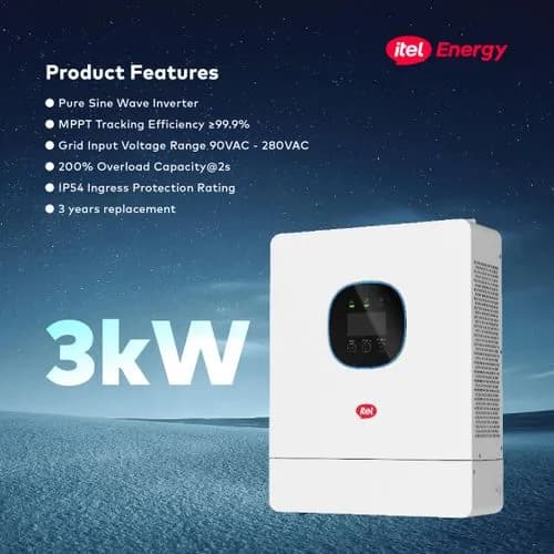 itel 3kW Inverter Off-Grid (3000W) 24V IP54 1Phase IPV-3K24UPRO 4000W PV Input 3kVA — iTel Hybrid Inverter for sale in Nigeria | Kinbu Power