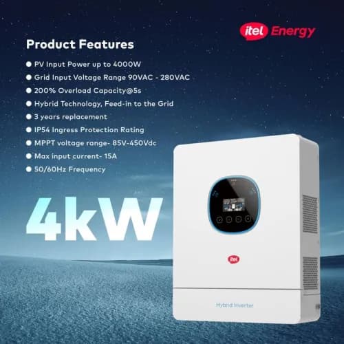 itel IPV-4K24UPRO-WIFI | 4kW 24V Hybrid Inverter | IP54 Rated | 6000W PV Input – Dealer Pack (Min. 5 Units) — iTel Hybrid Inverter for sale in Nigeria | Kinbu Power