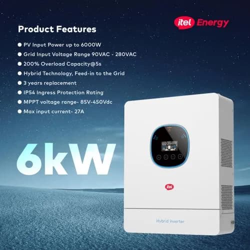 itel 6kW Inverter Hybrid 48V IP54 1Phase IPV-6K48UPRO with WiFi 8000W PV Input 6kVA — iTel Hybrid Inverter for sale in Nigeria | Kinbu Power