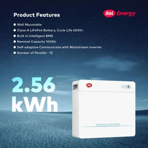itel 2560Wh Lithium Battery Wall Mounted 24V 100Ah 2.56kWh IPW-25100 IP21 — iTel LiFePO₄ Lithium Battery for sale in Nigeria | Kinbu Power