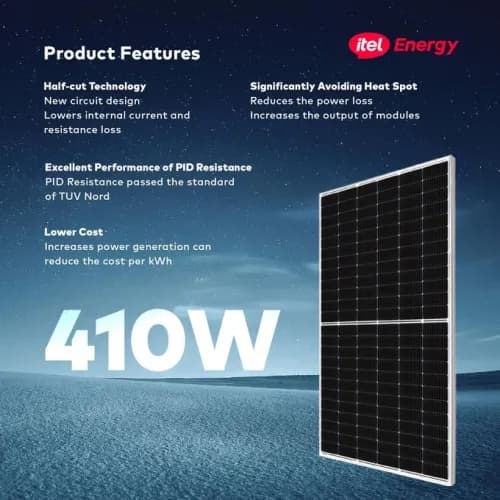 iTel 410W Solar Panel 20.97% module efficiency with 108 Mono cells (1722*1134*30mm) ODA410-27V-МHP — iTel Solar Panel for sale in Nigeria | Kinbu Power